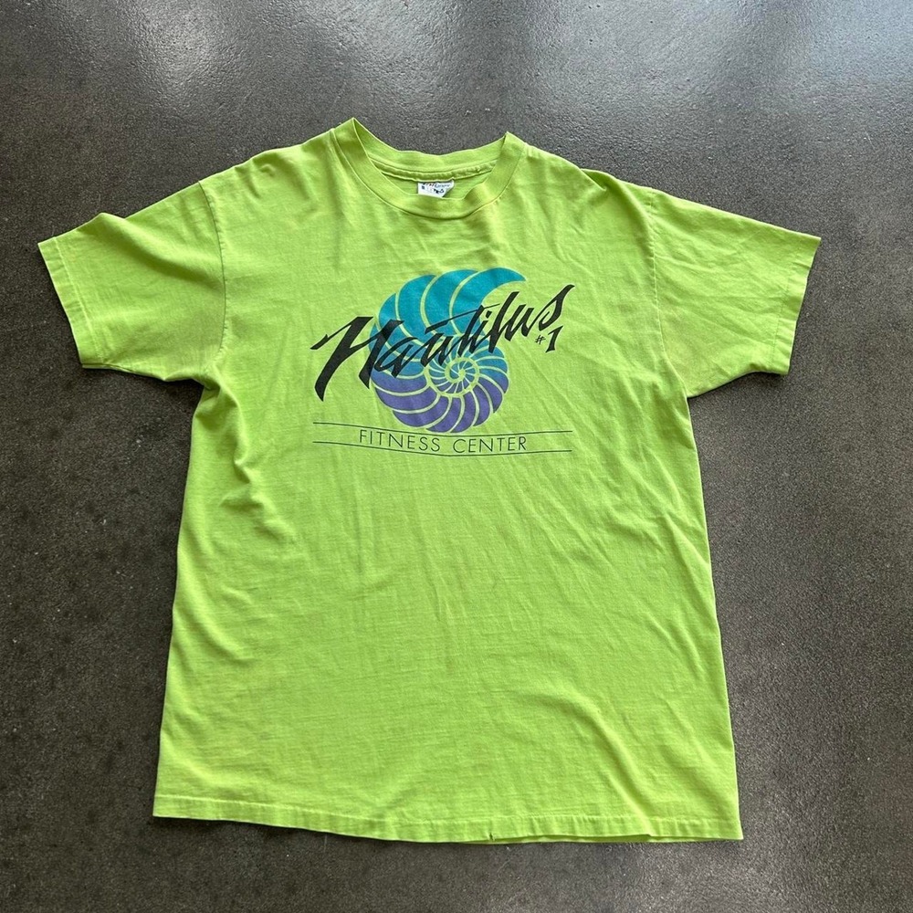 Vintage Hanes Beefy Fitness Center Size XL Green Tee Shirt